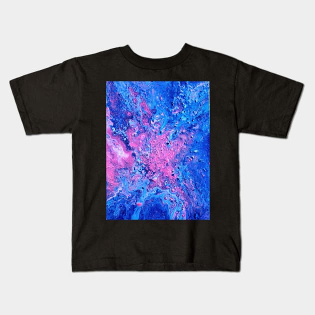 Blueberry Blitz Acrylic Pour - Fluid Painting Kids T-Shirt by dnacademic